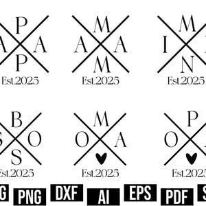 File plotter per cognomi, papà in formato SVG, mamma in formato SVG, mini SVG, abbigliamento per la famiglia, maglietta del boss in formato SVG, iniziali in formato PNG, file di taglio per Cricut, Silhouette