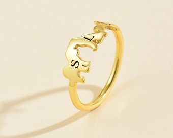 Personalisierter Haustier Ring, Haustier-Liebhaber-Gedenkgeschenk, Tierbuchstabe-Charme-Ring, Sympathie-GIFy, gravierte Tier-Anfangsring, kundenspezifisches Hundemuttergeschenk