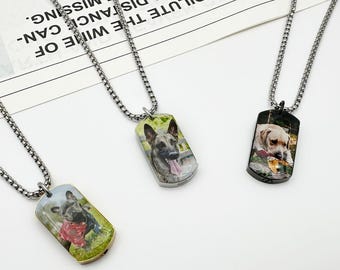 Personalized Pet Urn Necklaces for Dog Cat Ashes, Custom Photo Text Stainless Steel Cremation Jewelry, Pet Loss Memorial Gift