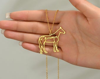 Collier nom personnalisé cheval, collier commémoratif animal, collier cheval cow-girl creux, équitation/cadeau de Noël, cadeau pour amateur de chevaux