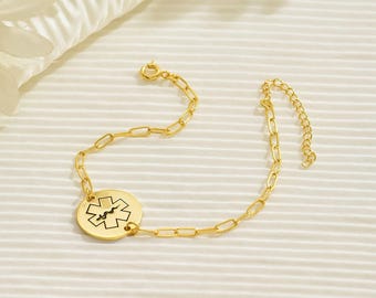 Pulsera de alerta médica para mujer, joyería médica personalizada, pulsera de contacto de emergencia, pulsera para alergias, diabetes tipo 1, epilepsia