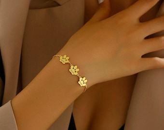 Pulsera con nombre y huella de pata, pulsera personalizada elegante con huella de perro, pulsera para perro o gato, pulsera con nombre de mascota, regalo para amantes de las mascotas, regalo conmemorativo de Navidad