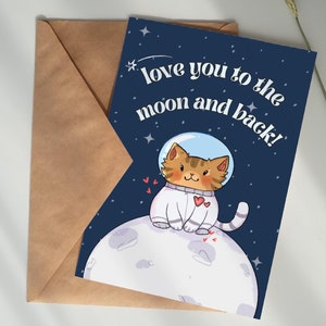 Tarjeta del día de San Valentín "Te amo hasta la luna y más allá" Tarjeta dulce "Cumpleaños" Regalo para esposo, esposa, novio "Para ella" Para él