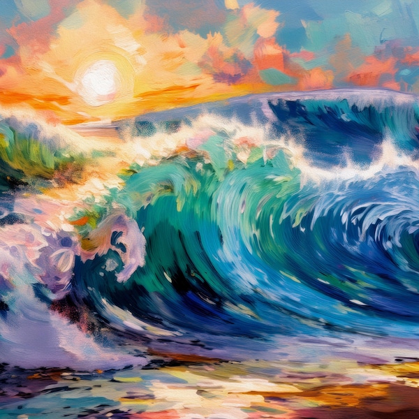 Vibrant Ocean Waves Print: Canvas or Paper
