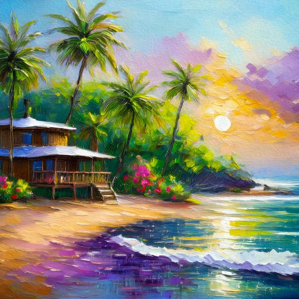Key West Oceanside Cottage Picture Art: Coastal Home Decor