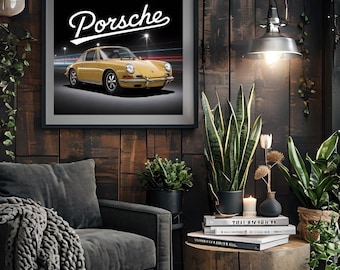 Vintage Porsche 911 Print: Retro Sports Car Art (Digital Download)
