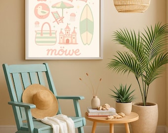 Möwe Küsten Wand Kunst: Nautische Strand Dekoration, Silhouette Möwe, Möwe Clipart