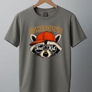 Somebody&#39;s Feral Kid Toddler Tee, Cute Kids T-Shirt, Raccoon Design Shirt, Playful Toddler Outfit, Gift for Little Ones