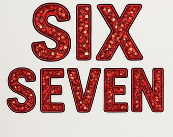 Viral Glitter Six Seven Meme Grafik | PNG SVG JPG (Digitaler Download)