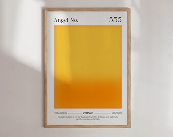 Número de ángel 555, arte de energía del aura, arte espiritual de pared, impresión de número de ángel, arte estético de pared, póster de aura degradada, arte de pared femenino