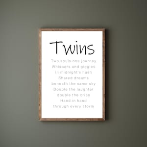 Citaat print tweeling kinderkamer: minimalistisch genderneutraal decor (digitale download)