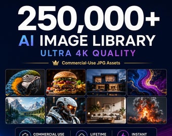 250K AI Image Library JPG Bundle, Commercial Use Stock Images