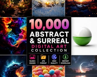 10000 Abstract Surreal Art JPG Bundle, Dreamlike Digital Images