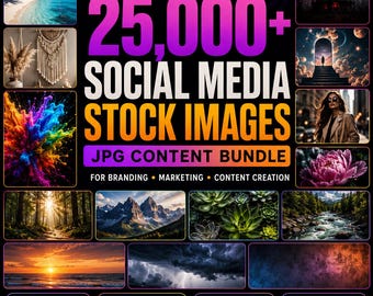 25,000+ Social Media Stock Images, JPG Content Bundle for Branding & Marketing