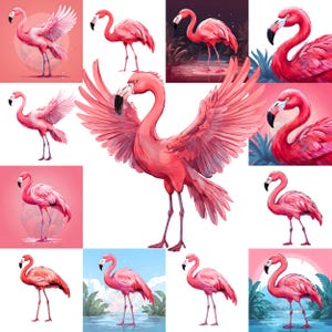 Flamingo Clipart Bundle for Kids – 100 PNG & 100 JPG | Cute Flamingo Illustrations for Printables, Crafts, and Nursery Decor