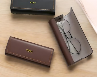 Personalized Leather Eyeglass Case | Custom Glasses Holder | Monogrammed Sunglasses Case | Luxury Gift for Men & Women | Travel Essential