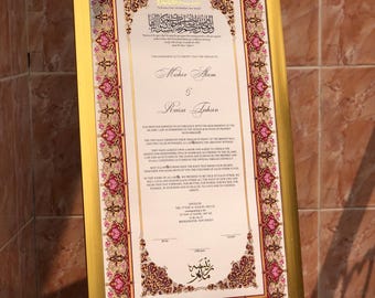 Luxury handpainted nikkahnama | wedding certificate | 12x24 Nikkah certified
