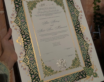Luxury handpainted nikkahnama | wedding certificate | A3 Nikkah certified