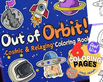 Galaxy and Outer Space Coloring Book | 6 Planets, Astronomy Art, Comet Coloring Pages | Coloring for Boys | Digital Download - Printable PDF