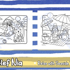 Cozy animals and cute friends at the beach coloring book for kids and adults featuring adorable hand-drawn illustrations easy and fun to color