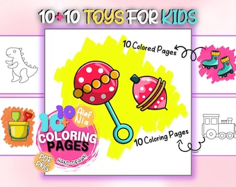 Toy Story for Kids Coloring Book | 10 Bold and Easy to Color Pages + 10 Colored Pages | Kids Birthday Favor | Digital Download-Printable PDF