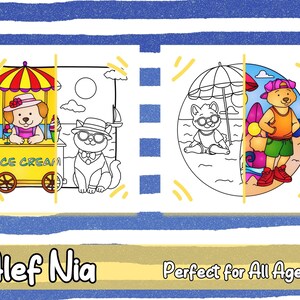 Cute bunny and bear coloring pages enjoying cozy summer moments perfect for stress relief mindfulness and creative fun digital download coloring pages