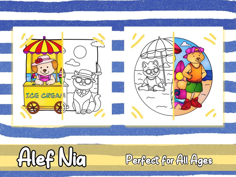Cute bunny and bear coloring pages enjoying cozy summer moments perfect for stress relief mindfulness and creative fun digital download coloring pages