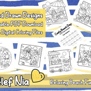 Hand-drawn cute animal coloring pages cozy and relaxing illustrations cozy friends book for adults and kids printable PDF and PNG digital download
