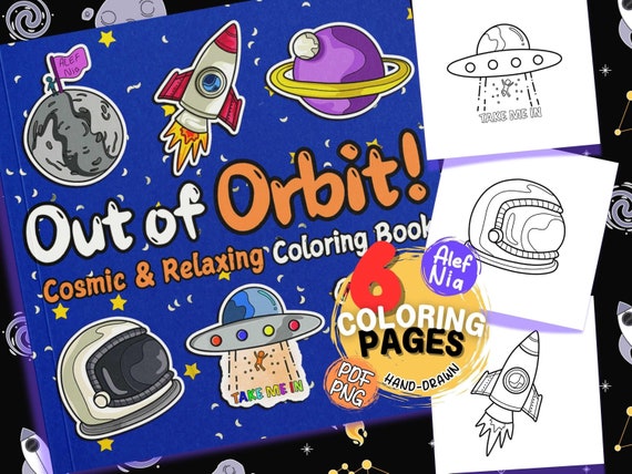 Galaxy and Outer Space Coloring Book | 6 Planets, Astronomy Art, Comet Coloring Pages | Coloring for Boys | Digital Download - Printable PDF