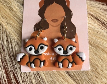 Handmade Polymer Clay Baby Fox Earrings