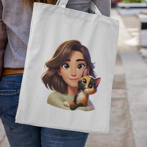 Custom tote bag with cartoon image, pet owner gift
