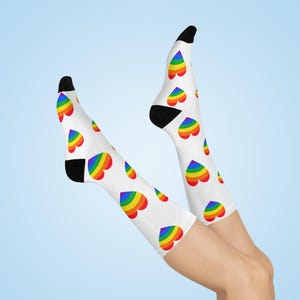 Rainbow Heart Crew Socks: LGBTQ+ Pride Fun Fashion