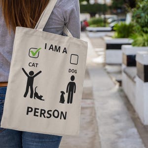 Funny cat tote bag, cat vs dog, cotton tote bag