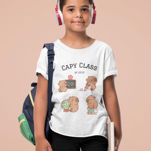 Capybara Class T-shirt for Kids, Cute Youth Tee for Class of 2025, Perfect Back-to-School Gift, Animal Lover Shirt, Fun Educational Apparel