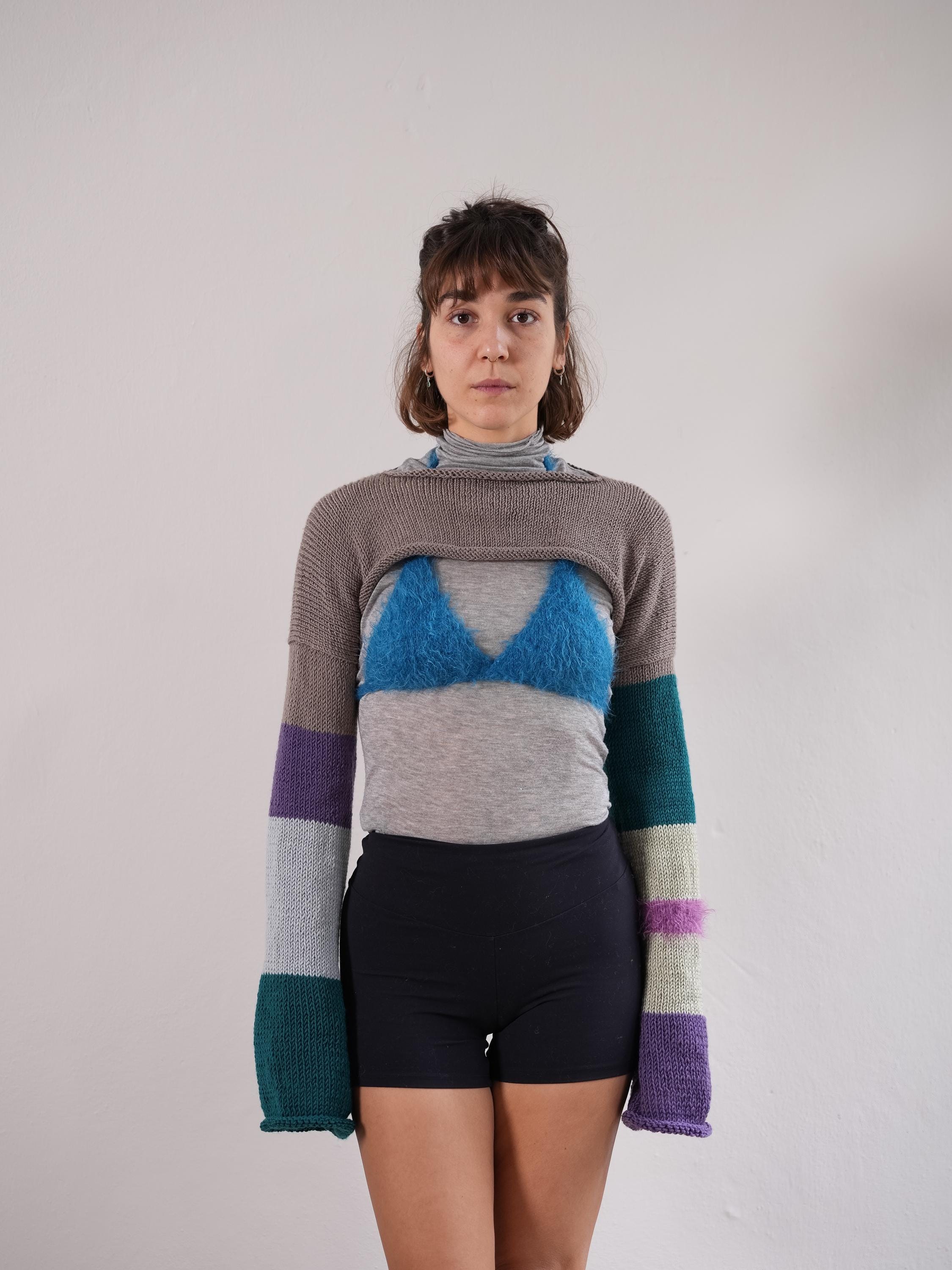 Coffee Knit Bra + Shrug Set main image 1