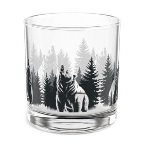 Bear Whiskey Glasses,glass Handcrafted Glassware for Whiskey Lovers, Drinking Glasses, Home Bar Decor, Rustic Glassware, Christmas Gift