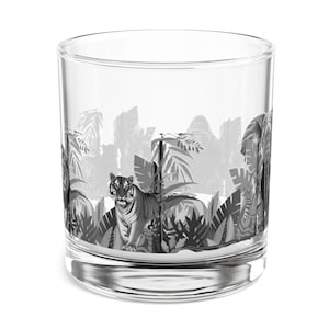 Copo de uísque Jungle, presente exclusivo para amantes de uísque, tema de selva, presente exclusivo, copo de uísque, utensílios para bebidas, decoração para casa, utensílios para bar