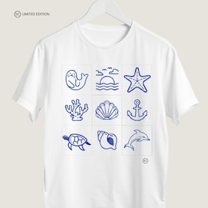 Sea Shells ,Vintage Style Tshirt, Retro Y2k Ocean Shell Shirt, Sea Lovers Shirt, Summer Ocean Shirts, Cute Sea Animal Tee