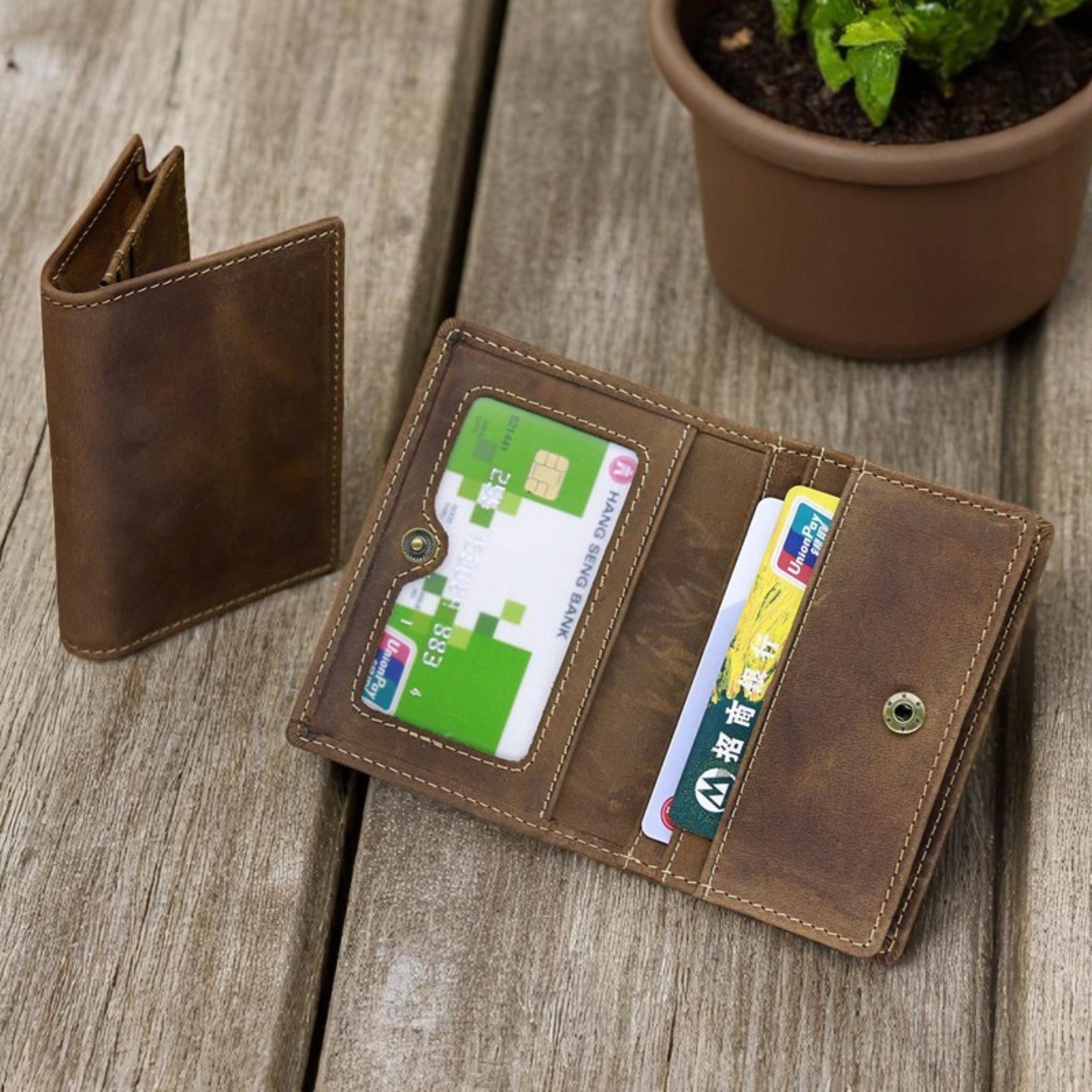トラッカーウォレット　horseleather order CA00X Vintage Crazy Horse Leather Wallet, Slim Cowhide Card Holder