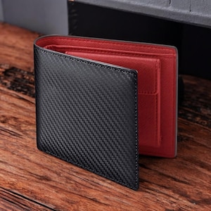 Moda Fibra de Carbono Carteira de Couro Masculina Casual Duas Dobras Carteira Longa de Couro Feminina Multi-Cartão Troco Bolso Carteira Curta