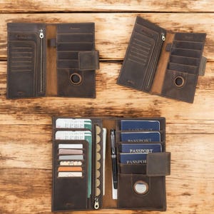 Cartera de cuero personalizada para pasaporte Air Tag, estuche, tarjetero de viaje, porta pasaporte familiar para 4 personas, funda para tarjetas, DNI y documentos.