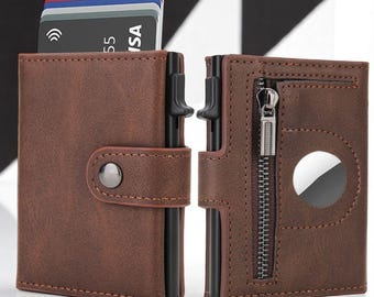 Rfid Carbon Fiber Men Wallets for Airtag Luxury Slim Mini Credit Card Holder Wallets for Men Air Tag Tracker Minimalist Purse