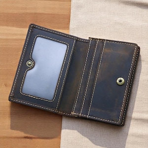 Vintage Crazy Horse Real Leather Credit Card Holder Wallet Mens Cowhide Slim ID VIP Photo Cards Bags Small Change Coins Pouches