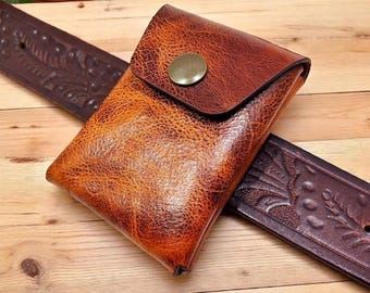 Mini Waist Bag Genuine Leather Belt Pouch Wallet Card Holder Car Key Purse Pack Driver&#39;s license Case Men Women