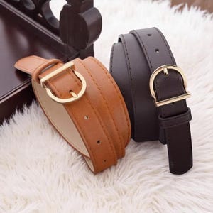 Women&#39;s Belt Fashion Pin Buckle Thin Belt Genuine Luxury Soft Belt Women with Cargo Pants Jeans Windproof Belt PU Leather Belt