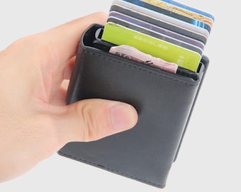 RFID Credit Card Holder, Minimalist PU Leather Wallet