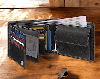 Mens RFID Blocking Trifold Wallet, Large Capacity Leather Wallet for Men,Slim Bifold Card Holder, Minimalist Credit Card Wallet,Gift for Him