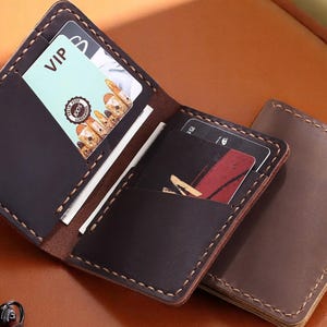 Tarjeteros de cuero hechos a mano Cartera de cuero Crazy Horse para tarjetas Tarjetero de cuero genuino