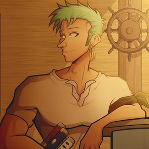 Stampa artistica A4 di Zoro One Piece
