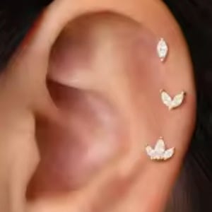 316 Stainless Steel Cartilage Piercing Earring Set – 3 Pairs Mini Zircon Crown Helix Tragus Stud Earrings for Women, Fashion Jewelry